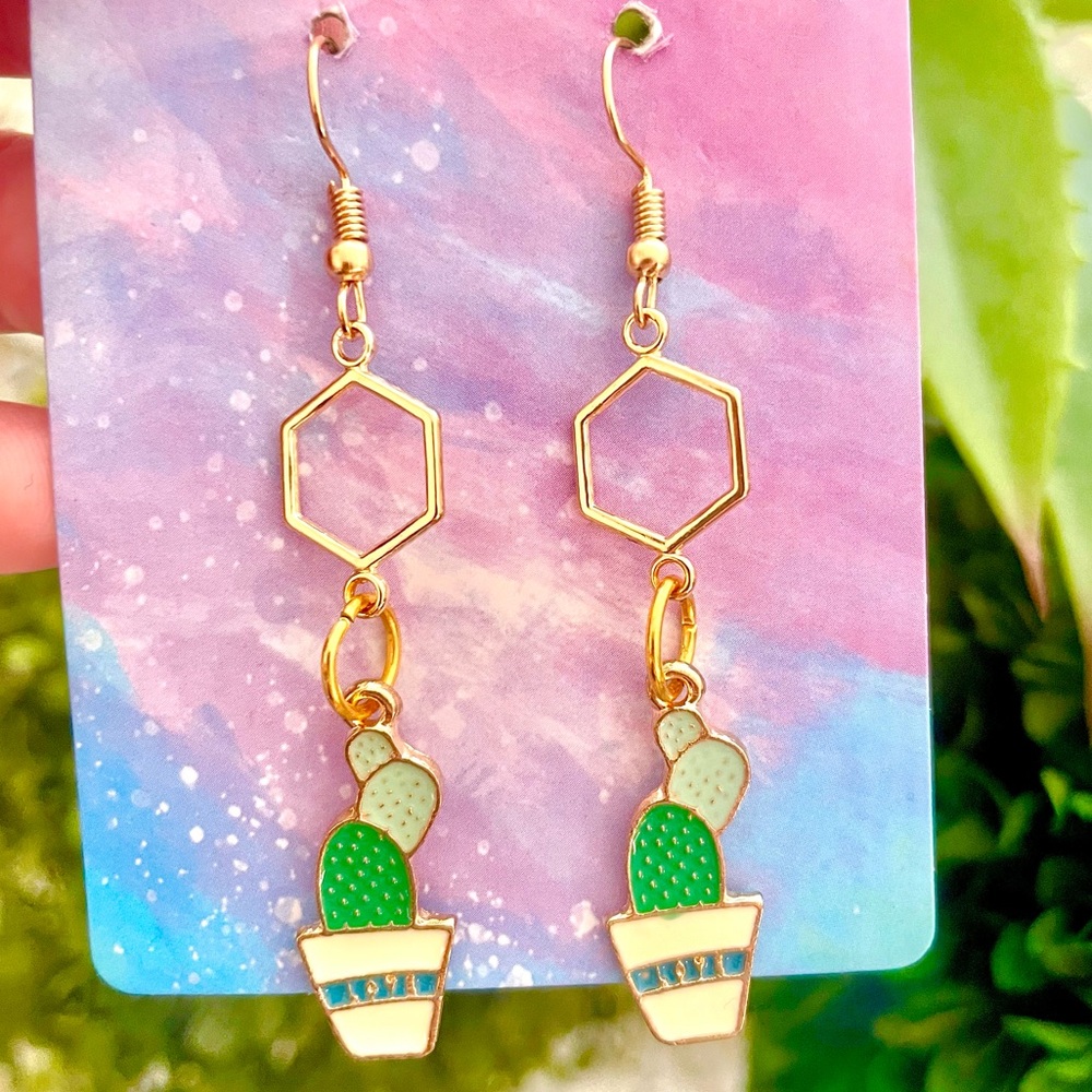 Boho Cactus Dangle Earrings